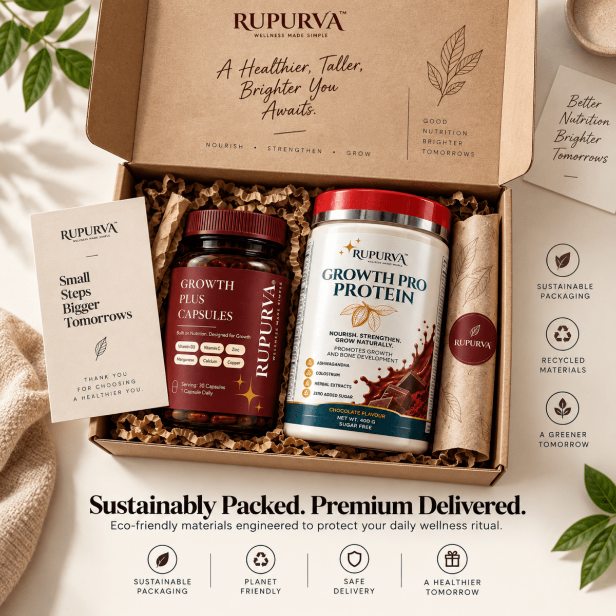 Growth Power Stack | Daily Wellness Stack | Complete Nutrition Bundle - Rupurva | Wellness made Simple