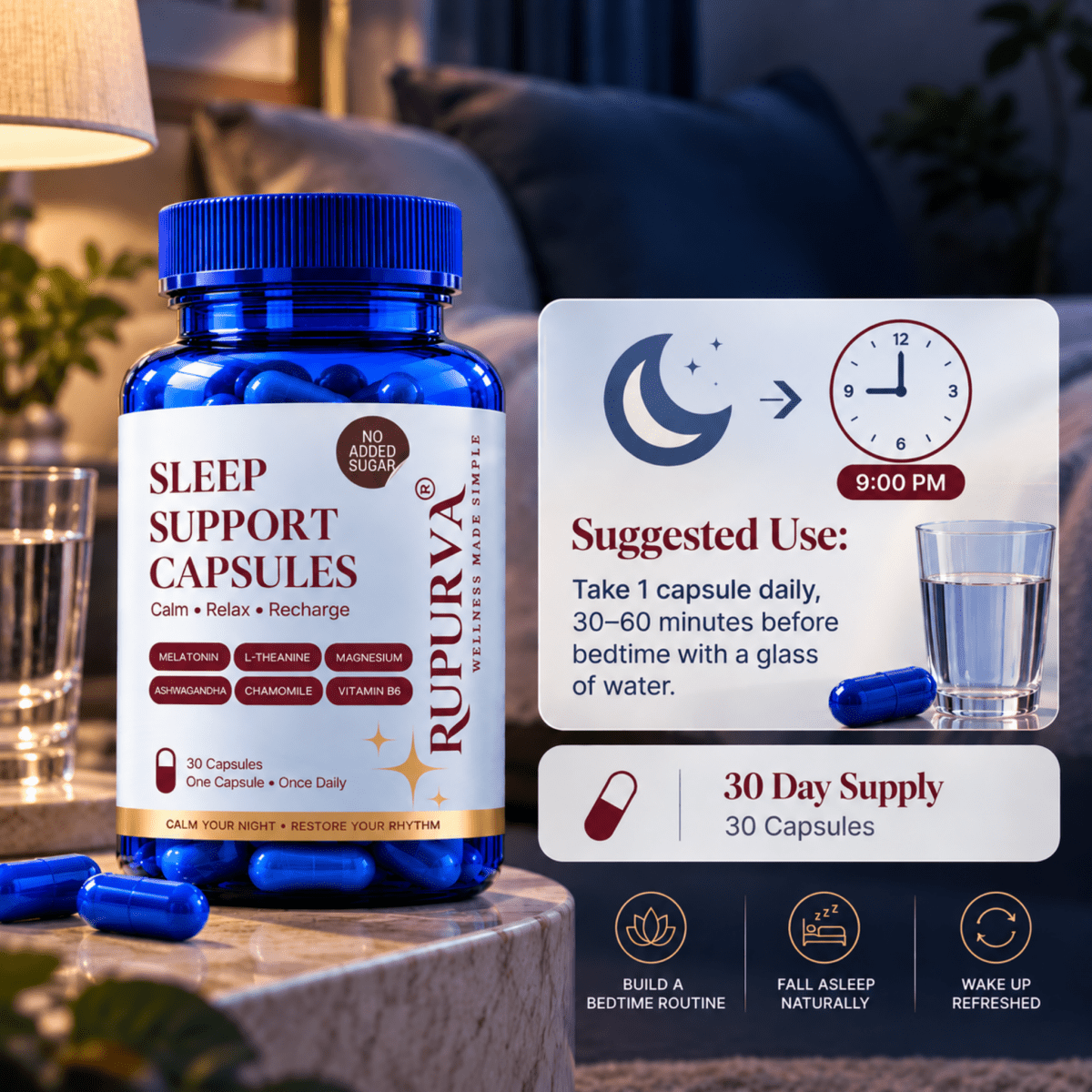 Sleep Support Gummies | Nighttime Relaxation System - Rupurva | Wellness made Simple